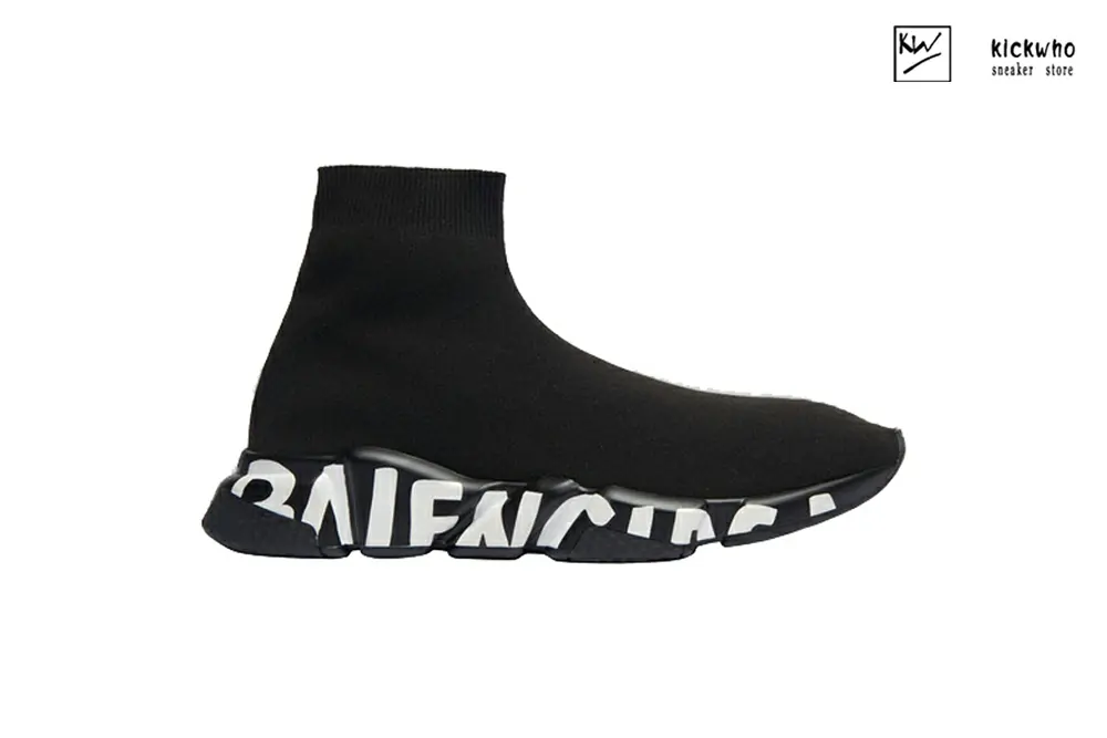 Ba*len*cia*ga speed graffiti trainers black white logo 605942w05ge1006
