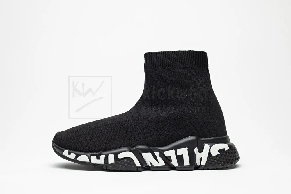 Ba*len*cia*ga speed graffiti trainers black white logo 605942w05ge1006