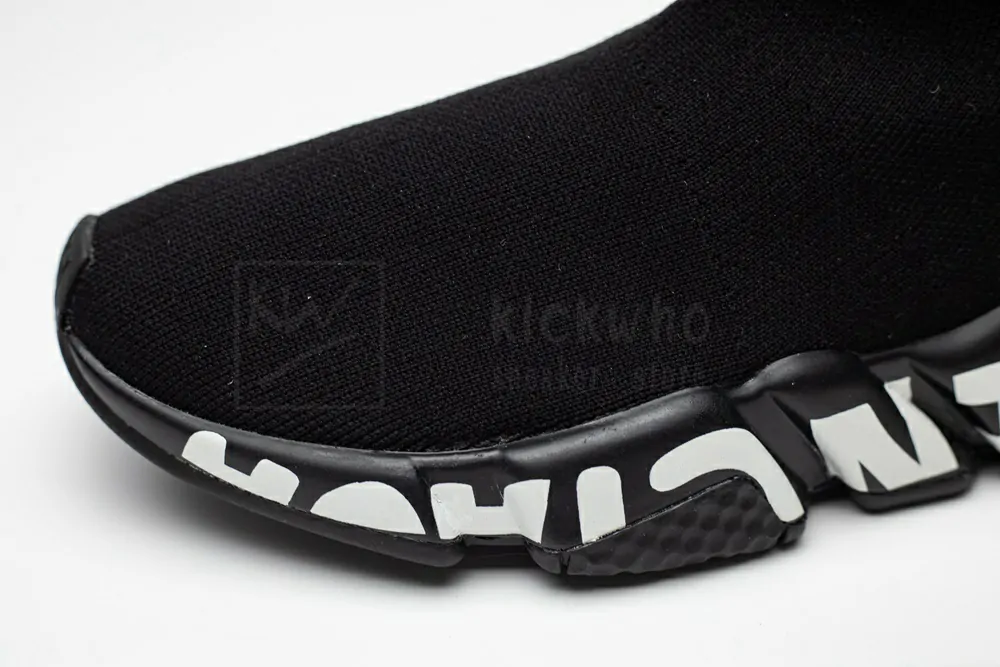 Ba*len*cia*ga speed graffiti trainers black white logo 605942w05ge1006