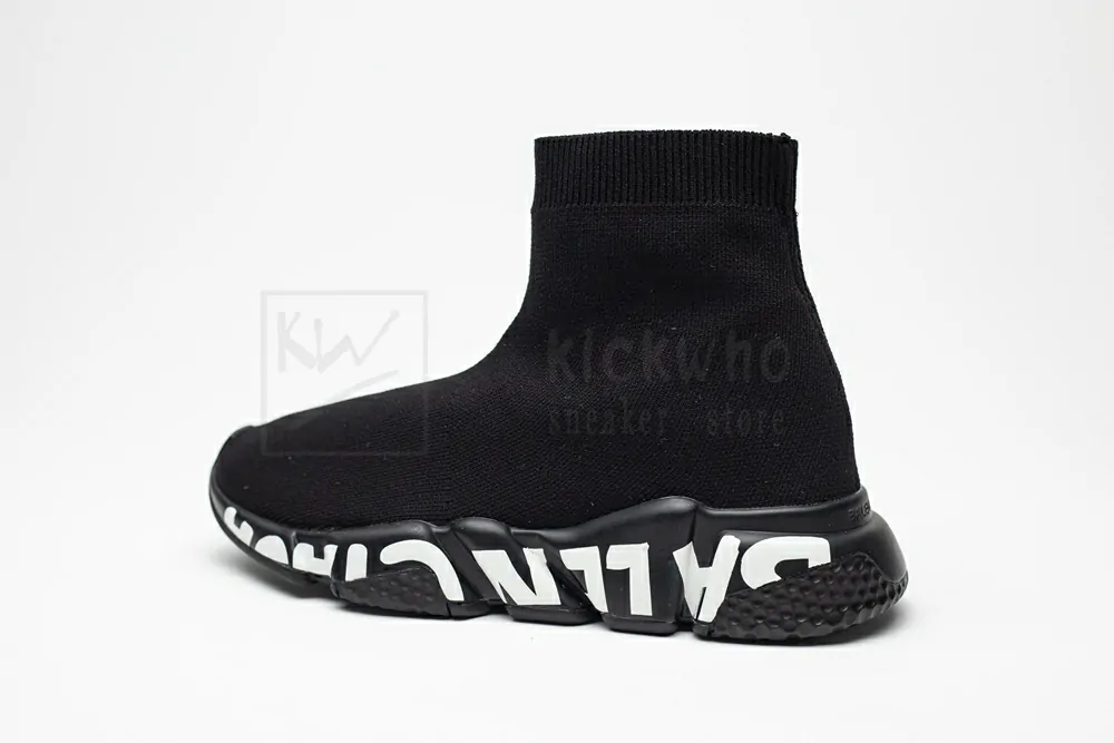 Ba*len*cia*ga speed graffiti trainers black white logo 605942w05ge1006