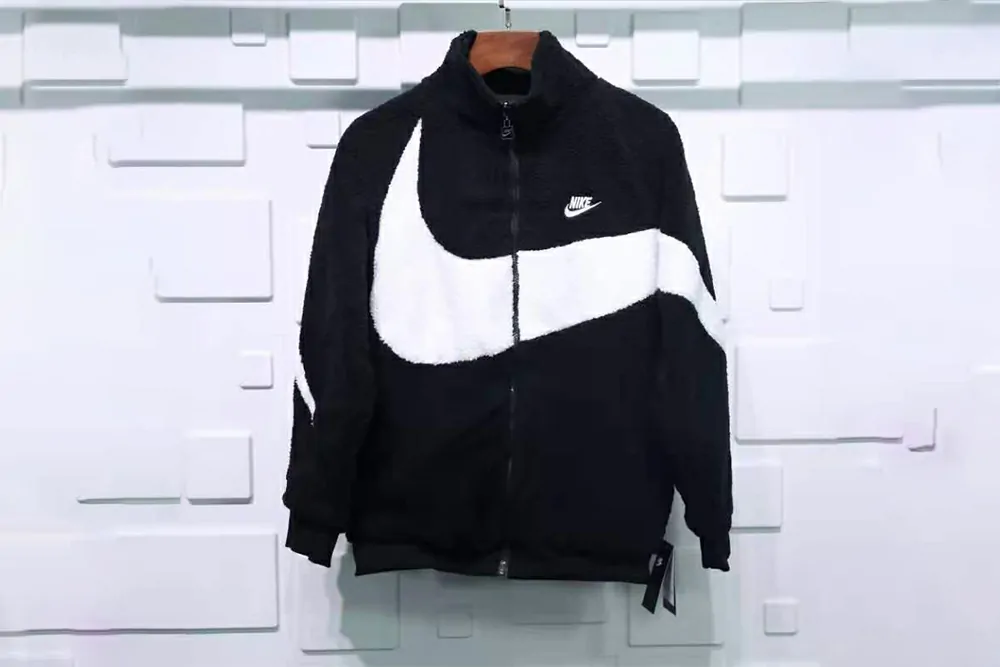 nike double sides black fleece jacket white