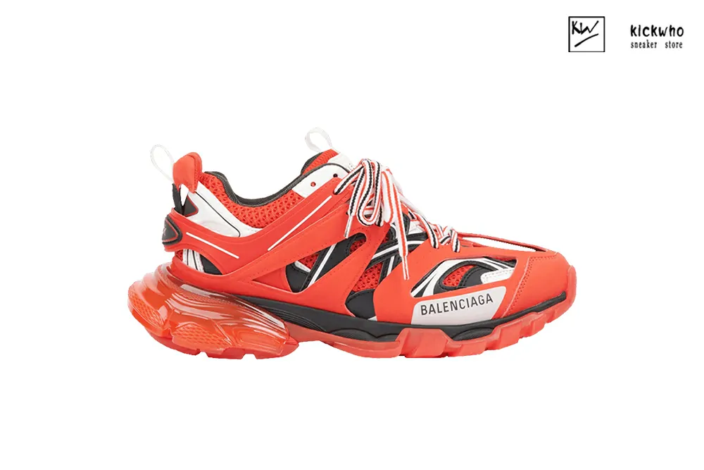 Ba*len*cia*ga track sneaker ''clear sole - red''