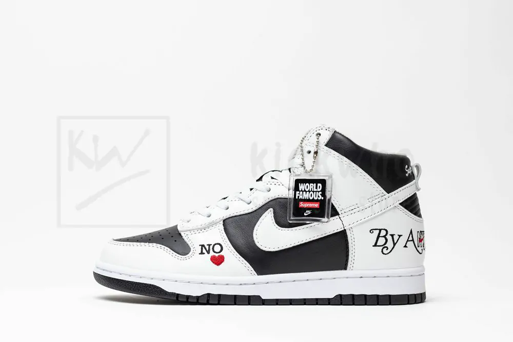 S*p x nike sb dunk high by any means white black