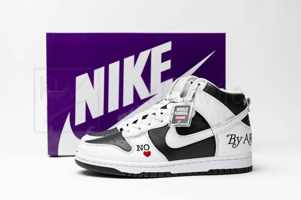 S*p x nike sb dunk high by any means white black