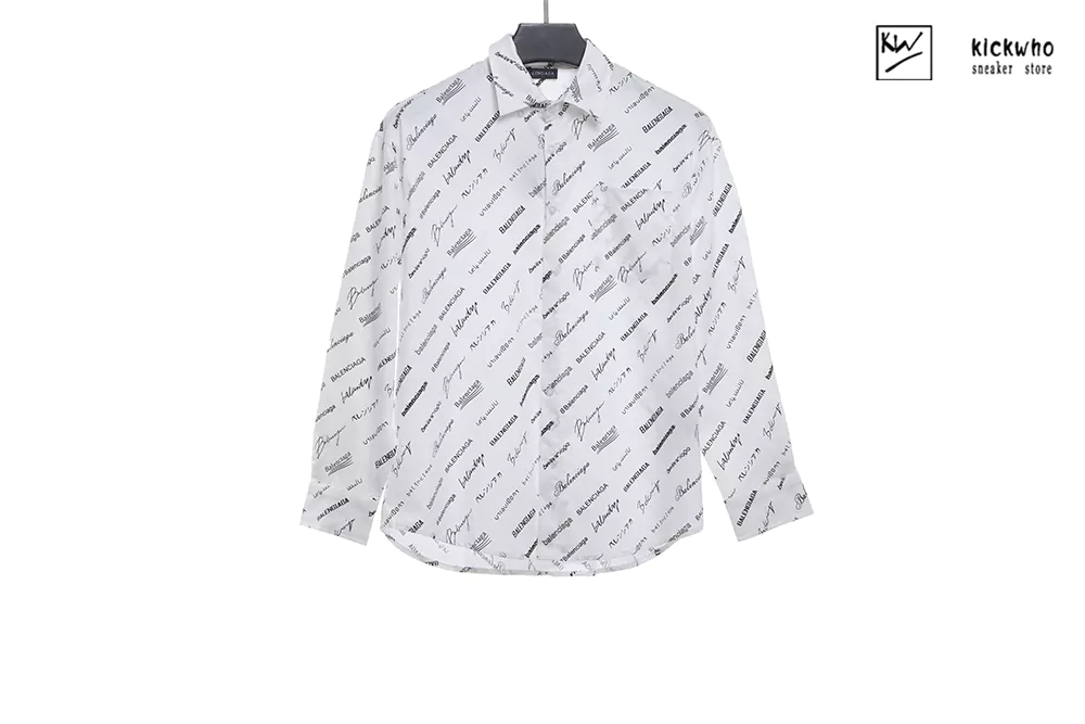 Ba*len*cia*ga logo print shirt white