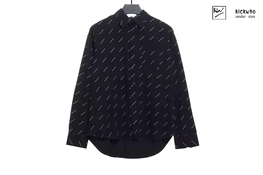 Ba*len*cia*ga full print logo shirt black