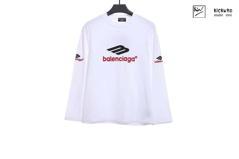 Ba*len*cia*ga logo embroidery sleeve t-shirt white