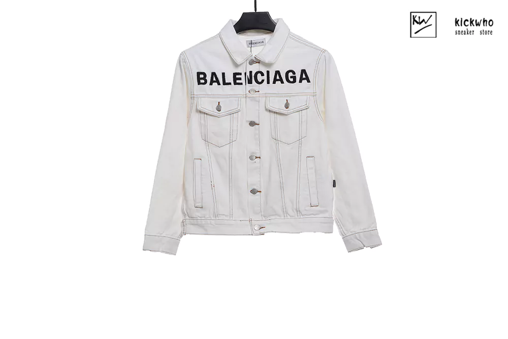 Ba*len*cia*ga white jean jacket