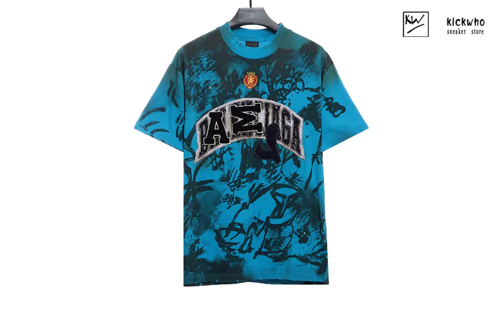 Ba*len*cia*ga graffiti logo-print t-shirt blue