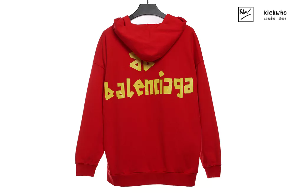Ba*len*cia*ga cut pocket zipper hoodie red