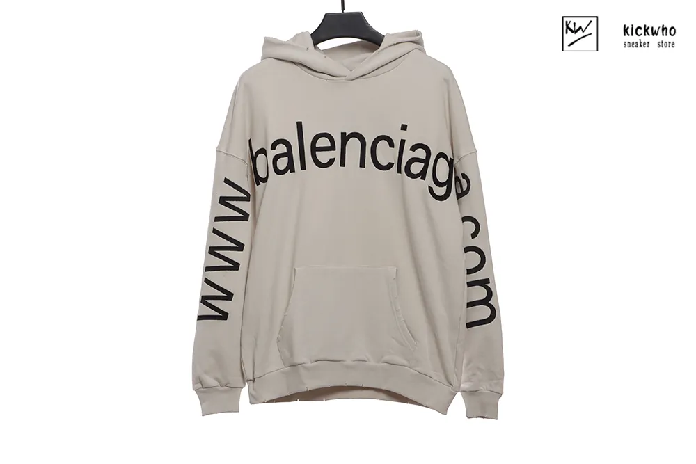Ba*len*cia*ga chest arms logo hoodie cream