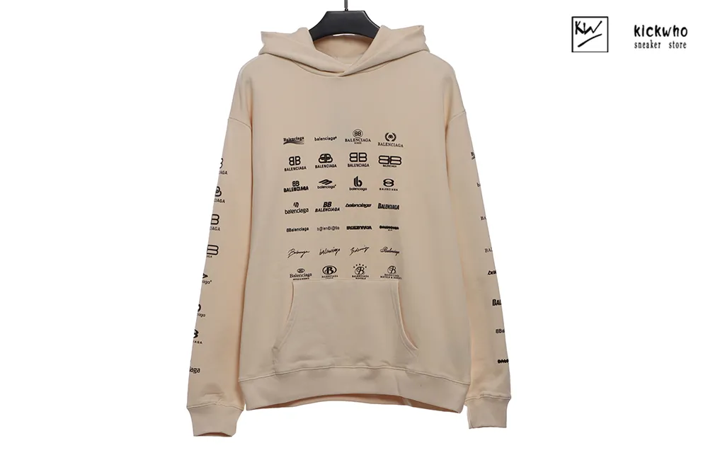Ba*len*cia*ga archives logos hoodie cream