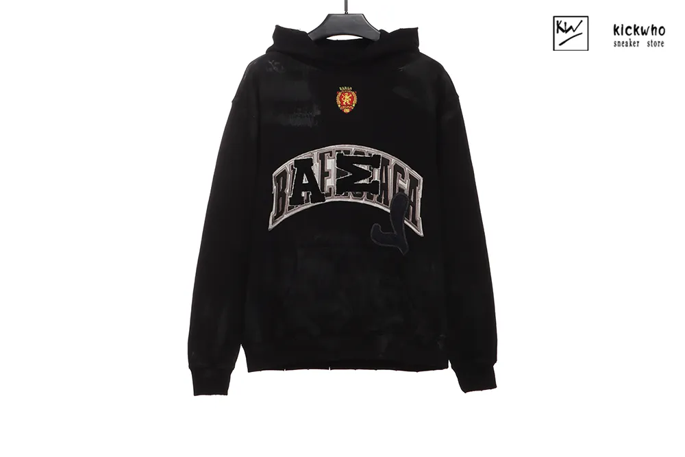 Ba*len*cia*ga graffiti logo-print hoodie black