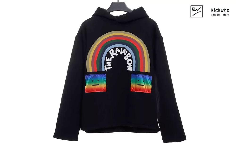 acne rainbow smiling F**e hoodie