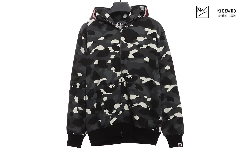 bape classic camouflage patchwork luminous hoodie black