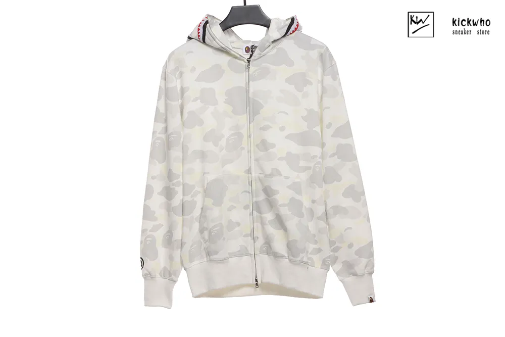 bape classic camouflage patchwork luminous hoodie white