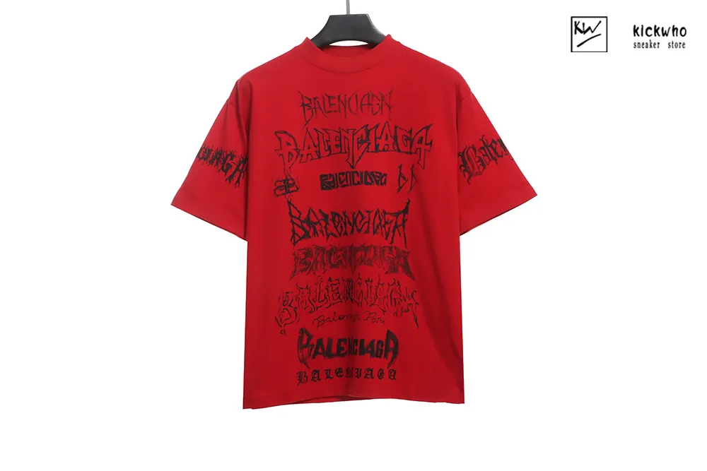 Ba*len*cia*ga graffiti letters t-shirt red