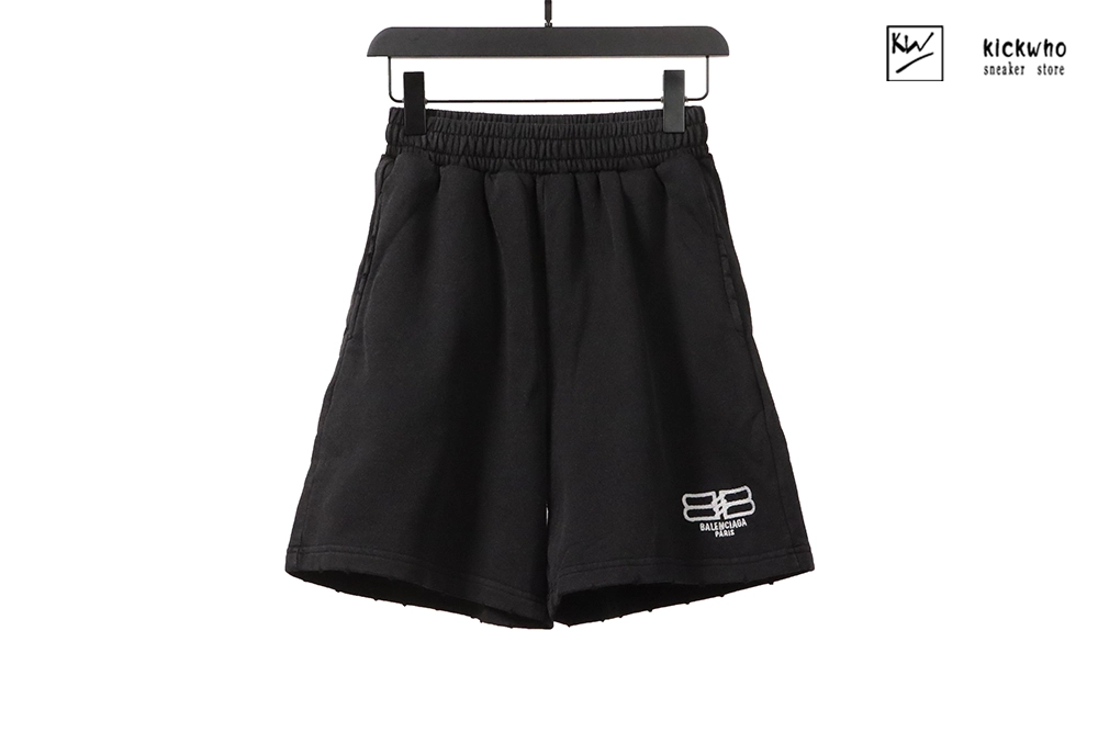 Ba*len*cia*ga lock buckle embroidery shorts black