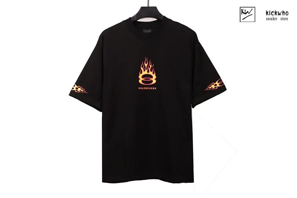 Ba*len*cia*ga flame double ring t-shirt black