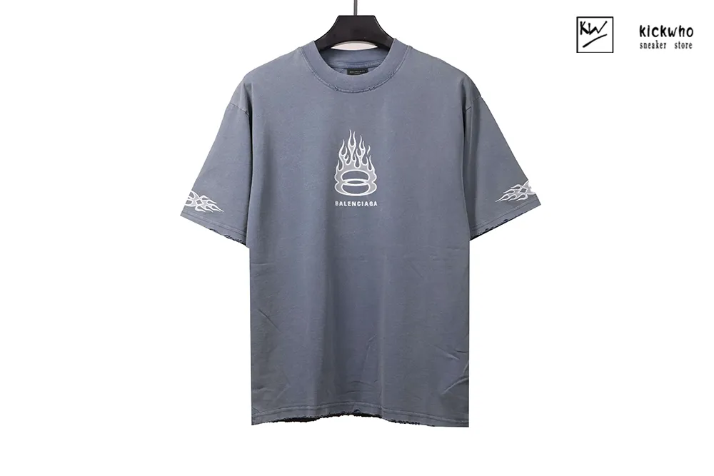 Ba*len*cia*ga flame double ring t-shirt blue