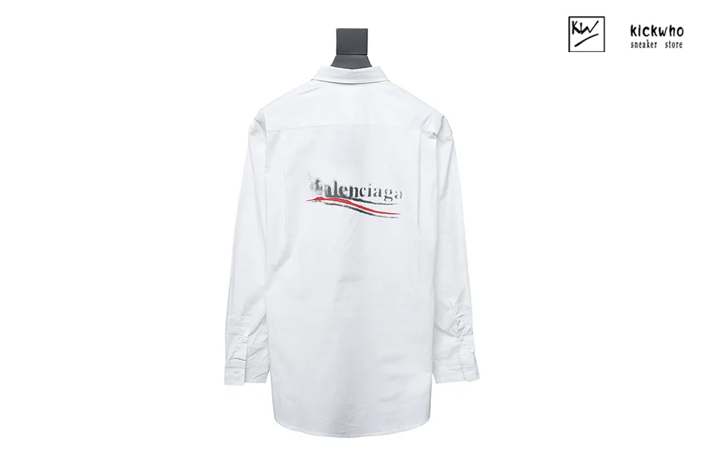 Ba*len*cia*ga fuzzy cola long sleeved shirt white