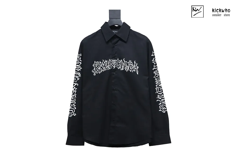 Ba*len*cia*ga fire totem long sleeved shirt black