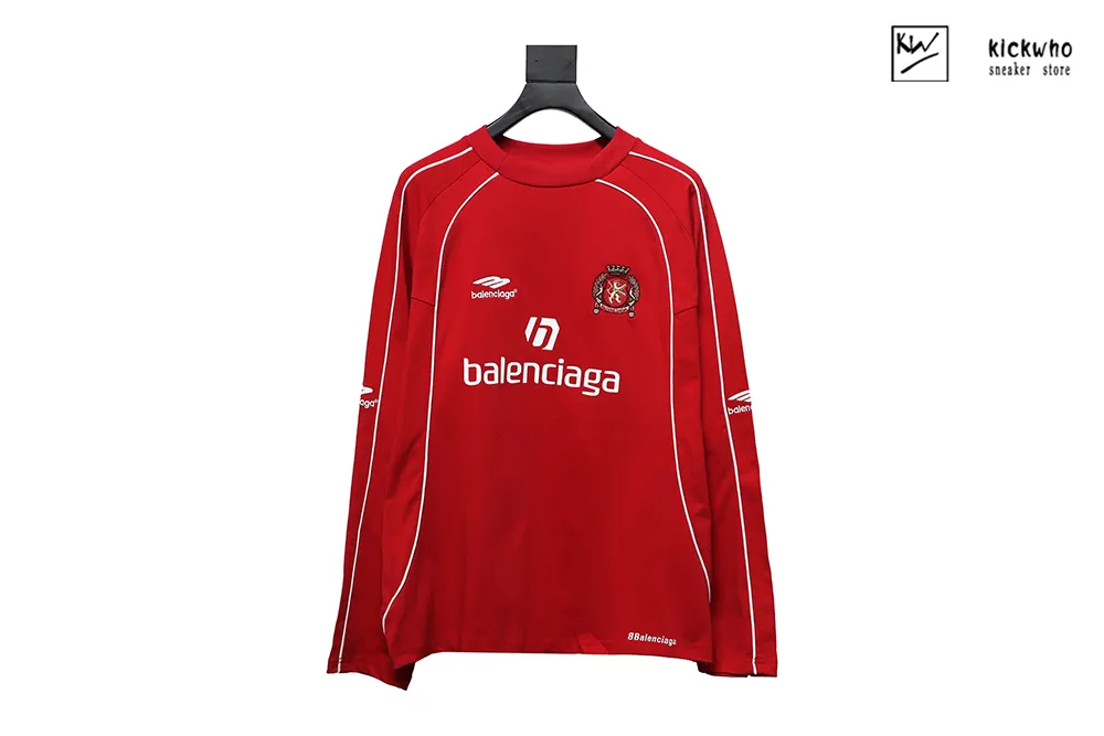 Ba*len*cia*ga miami soccer long sleeved shirt red