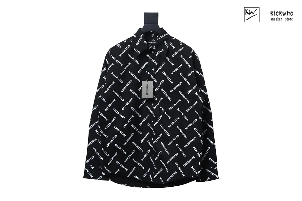 Ba*len*cia*ga diagonal letter barrage long sleeved shirt