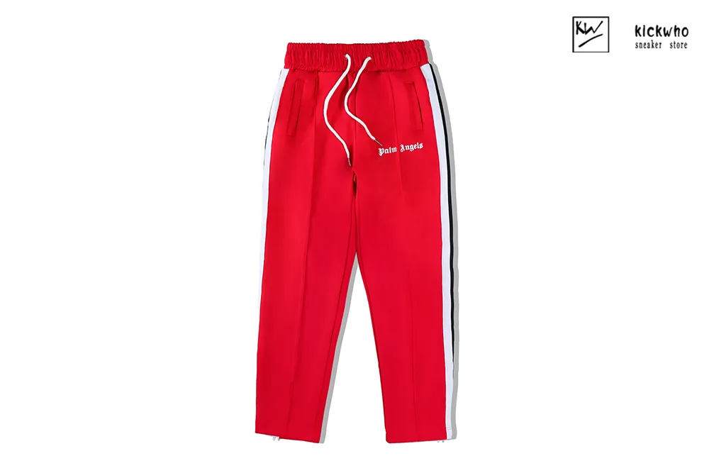 palm angels side striped suit pants red