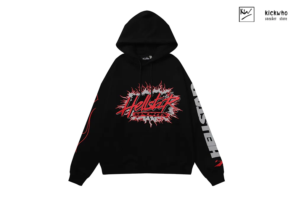 H*lst*r flame letter hoodie black